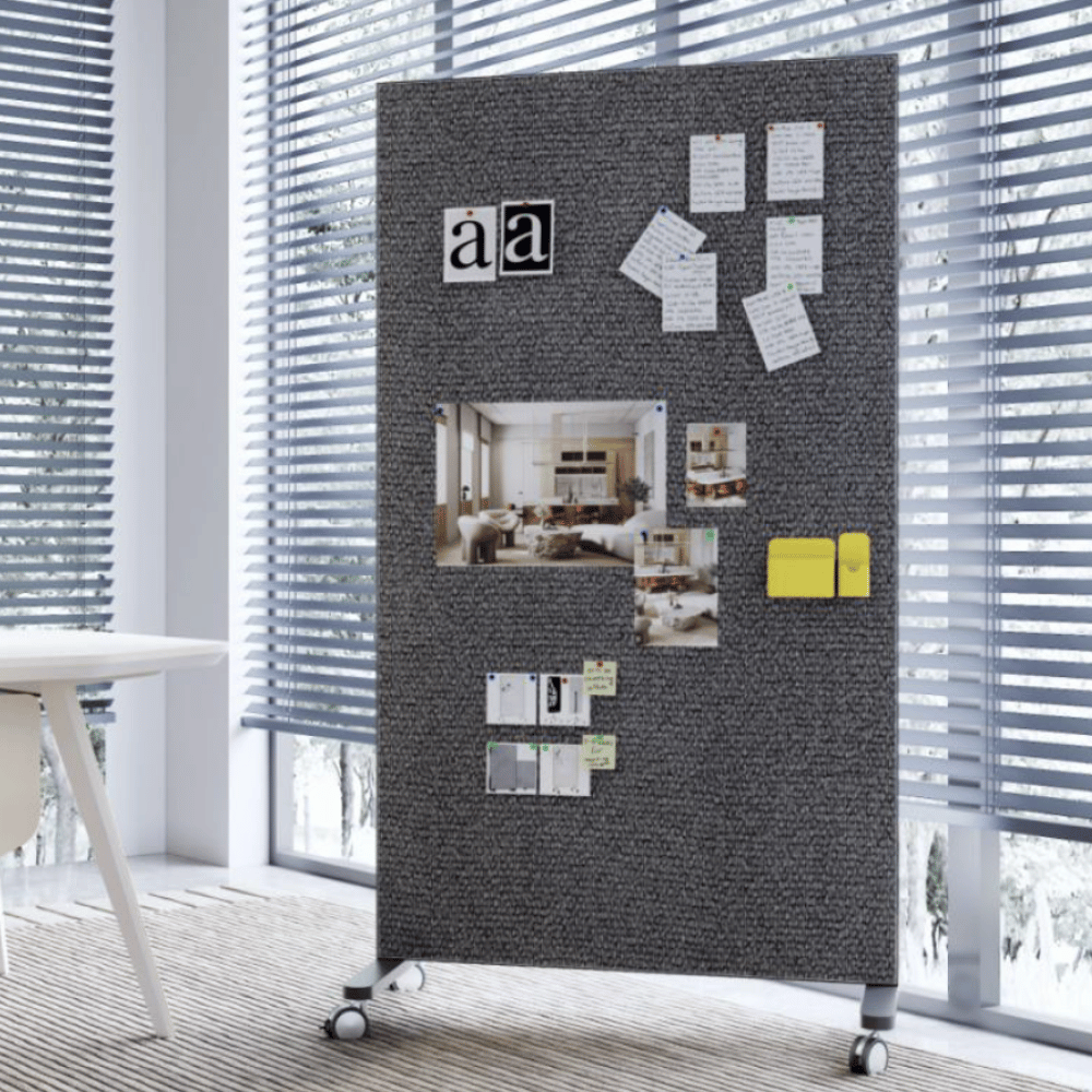 Tableau blanc mobile Mediapark-B magnétique effaçable avec panneau textile