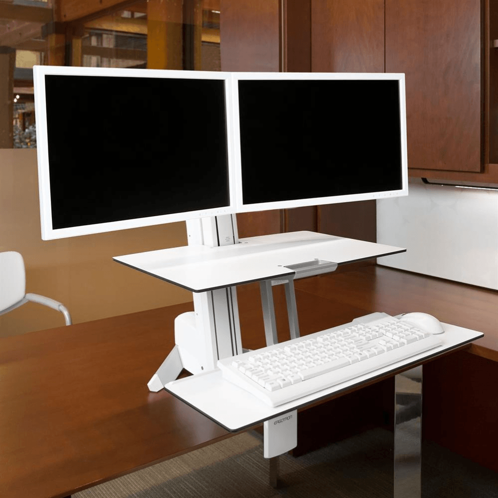 Puesto de trabajo de pie y sentado Ergotron WorkFit-S para doble pantalla