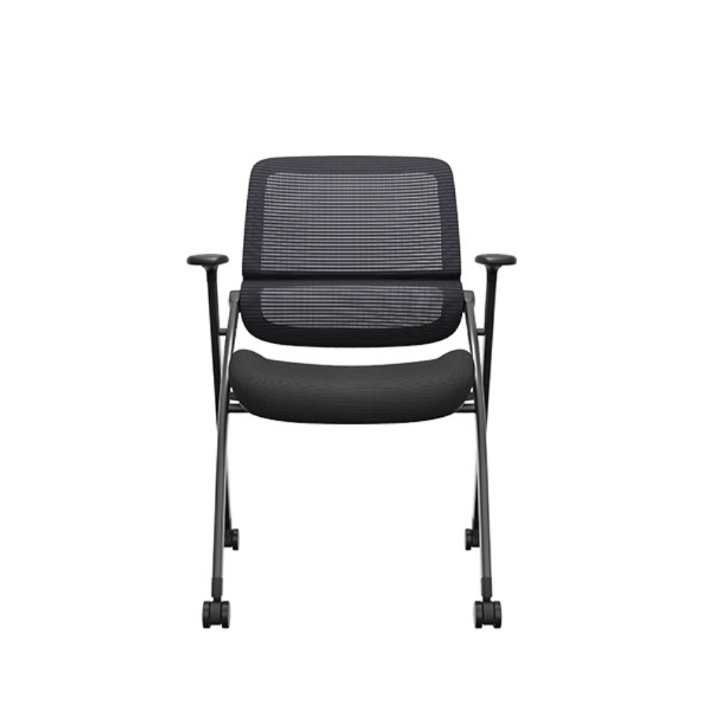 Chaise Ariel-A apilable con doble respaldo, ruedas y apoyabrazos