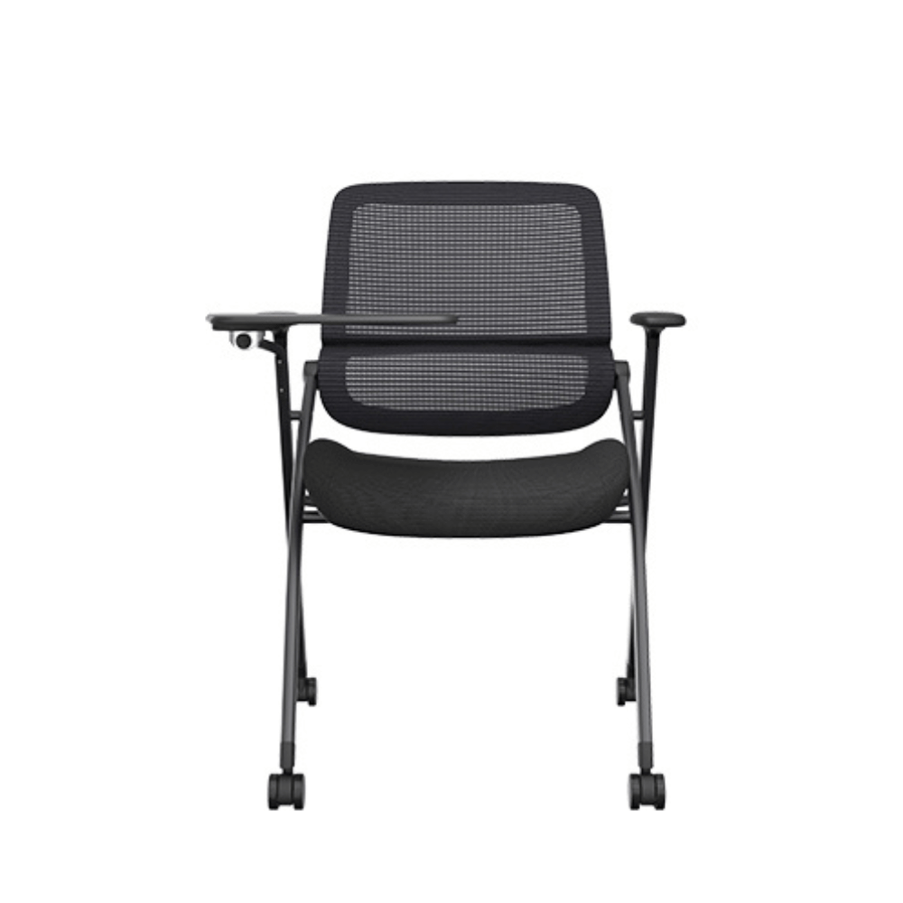 Chaise Ariel-B apilable con doble respaldo, ruedas y bandeja