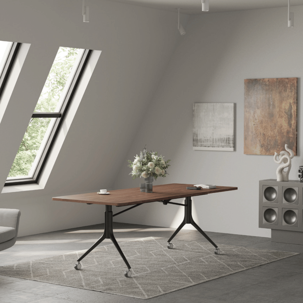 Mesa plegable Zebuli abatible en dos y móvil
