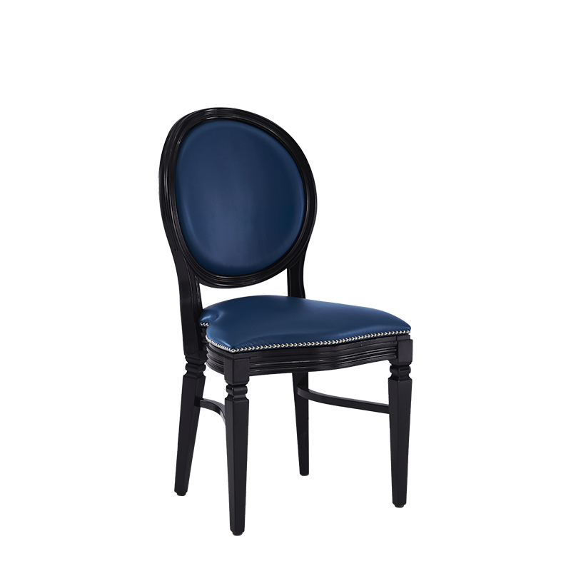 Medallion chair with black wooden frame