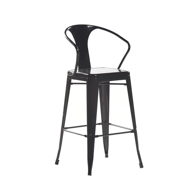 Silla de bar industrial de metal con respaldo estilo Tolix