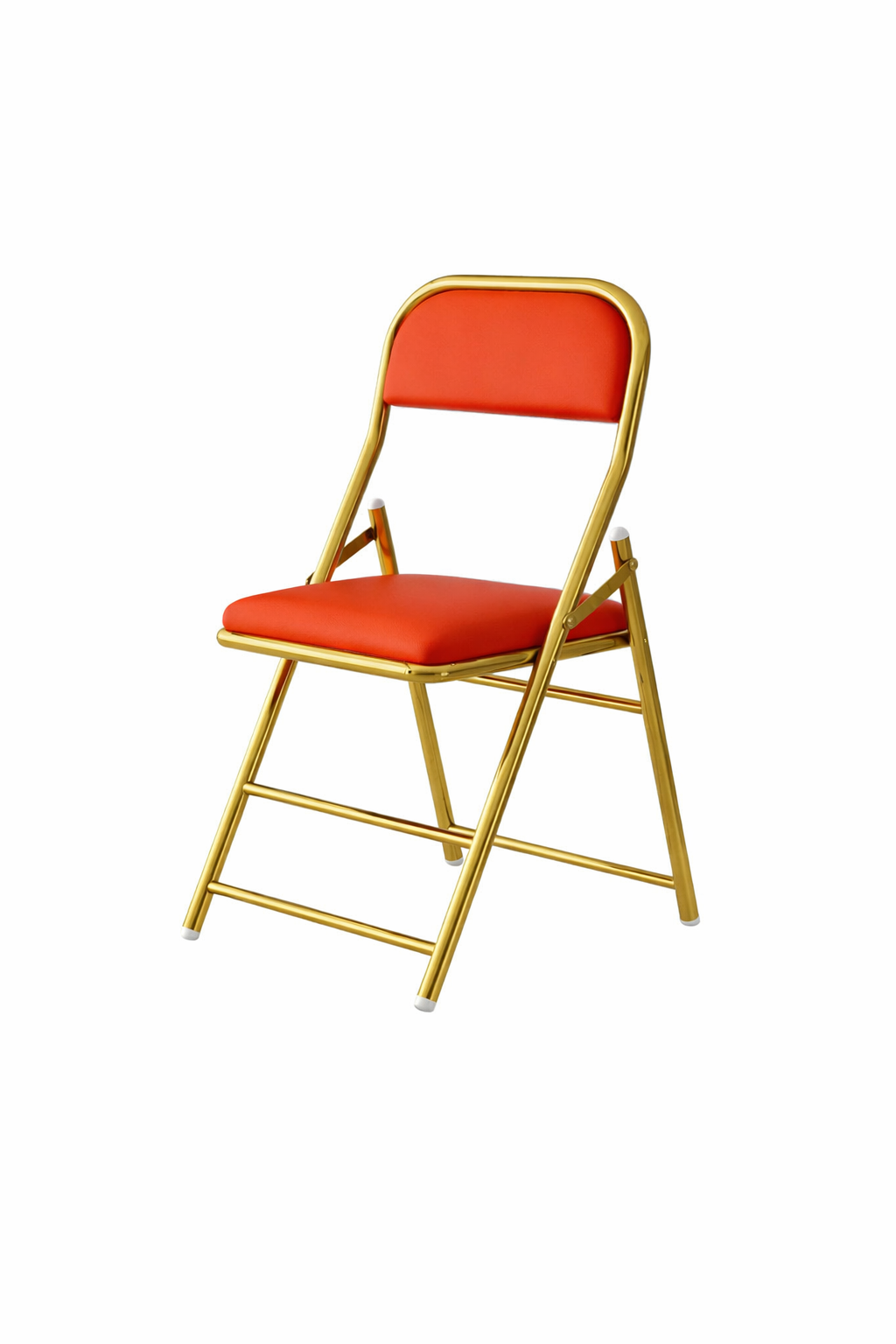 Folding golden chair with colored seat