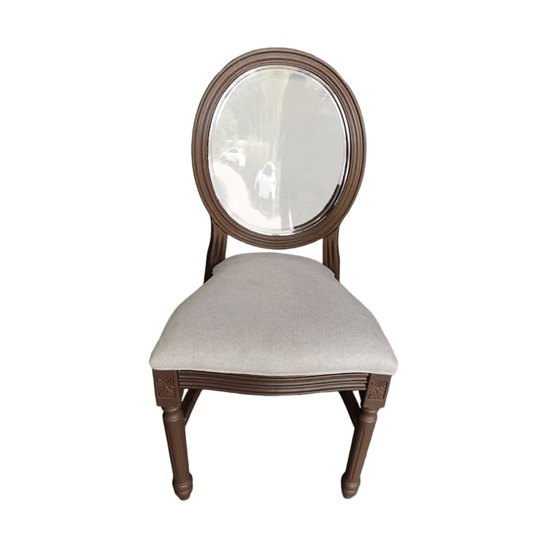 Medallion resin chair with dark wood frame