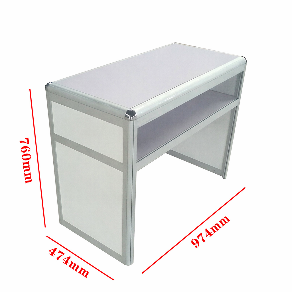 Mostrador de recepción con marco de aluminio plegable 98 x 76 cm