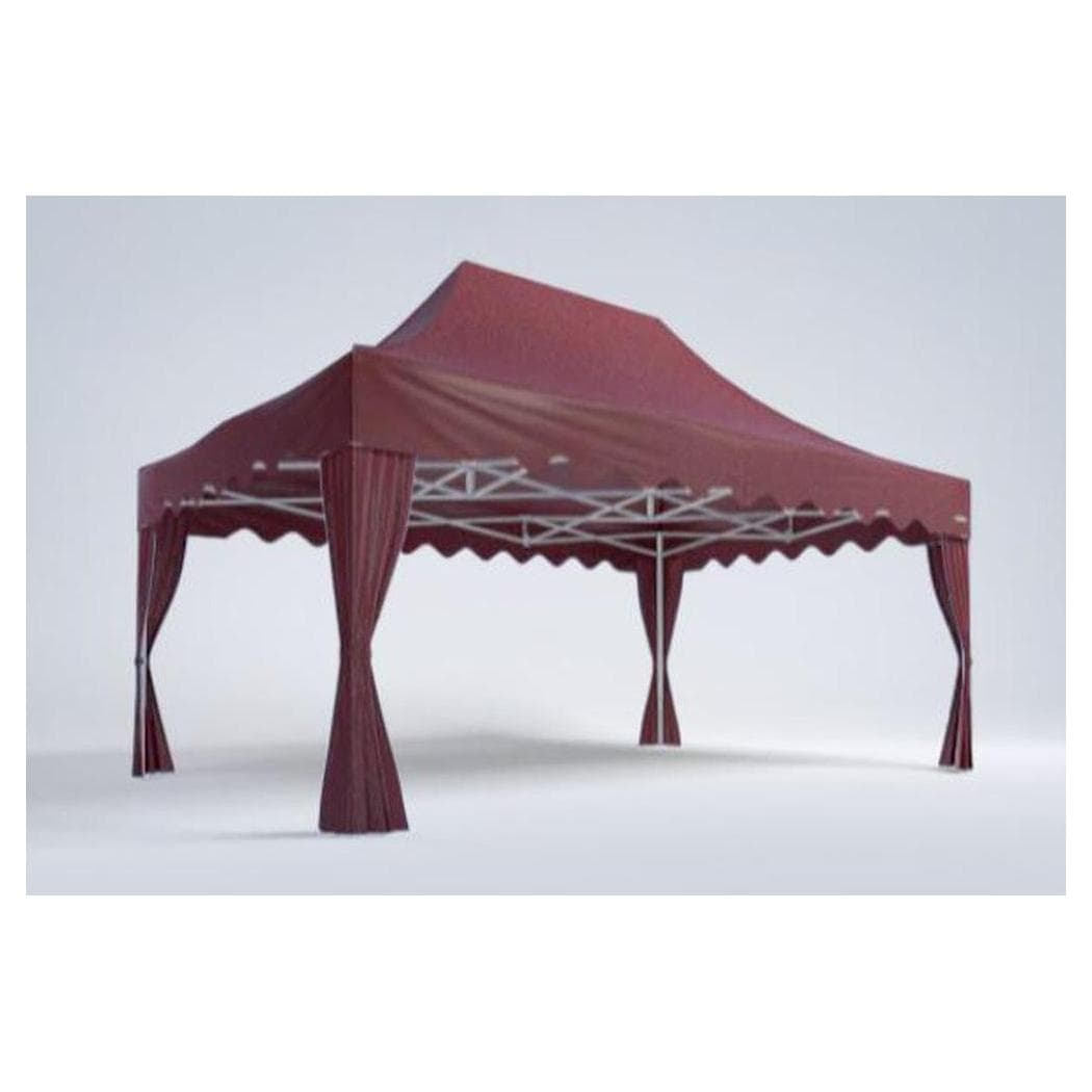 Canopy Tent 6 × 4 m with decorative banners and corner curtains