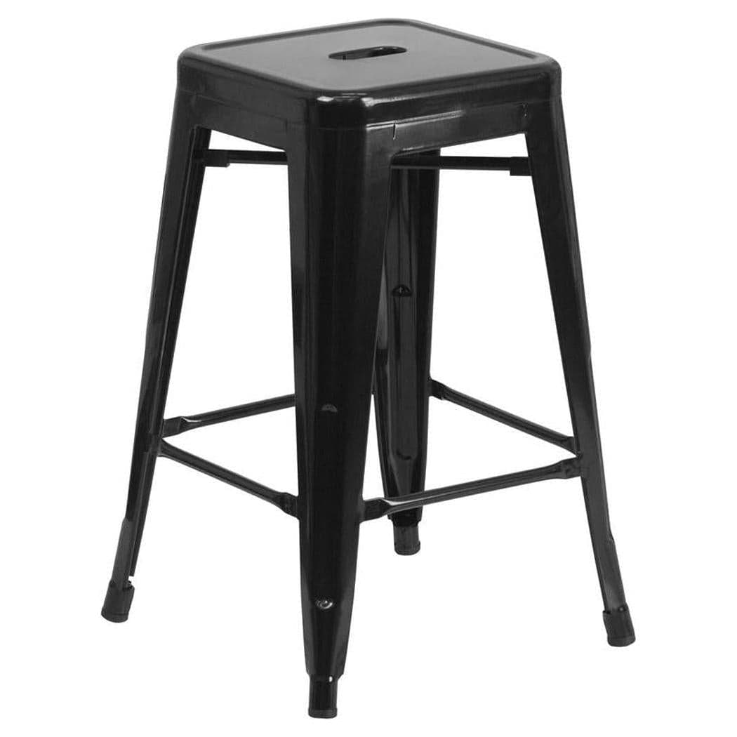 Outdoor industrial style STEELX metal counter stool - backless - square seat - height 61 cm