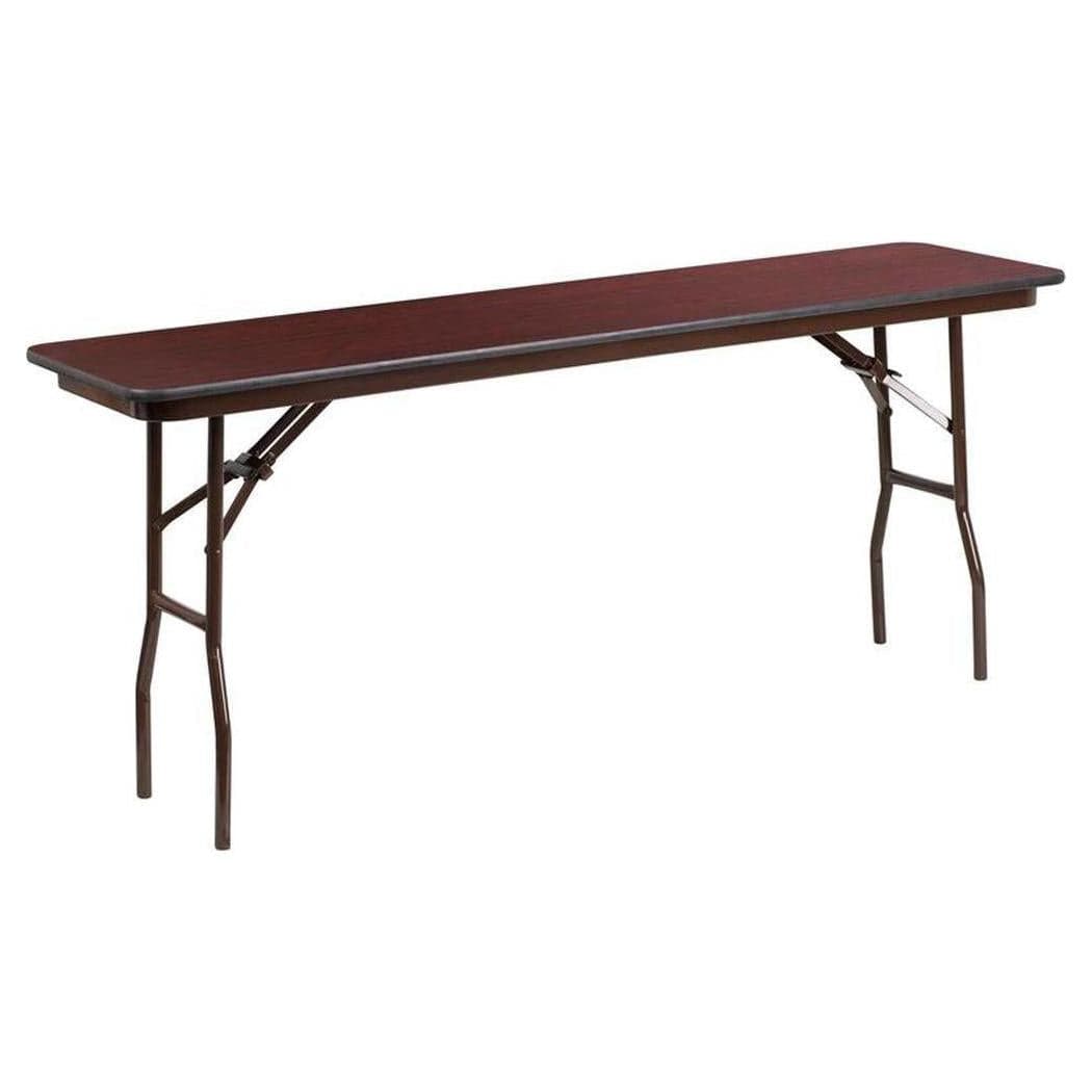 Table pliante formation en stratifié mélaminé finition acajou – 183 cm