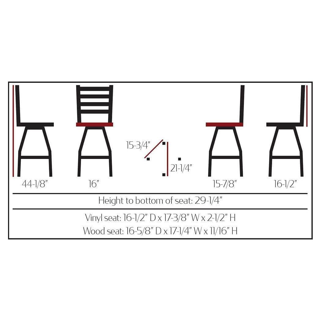 Bar stool with ladder back and swivel black base