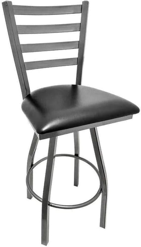 Counter height stool with ladder back and swivel base in transparent finish