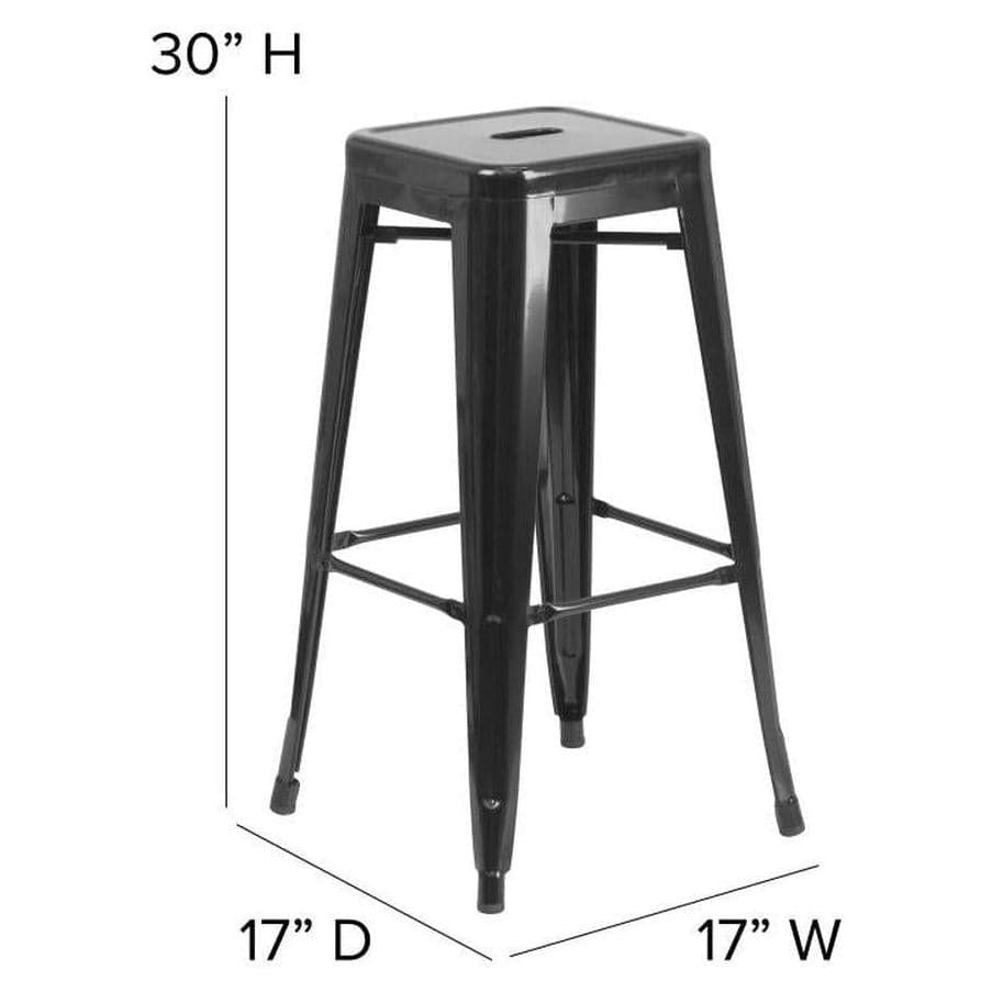 Bar stool indoor/outdoor WERKSTATT without backrest in black metal - height 76 cm