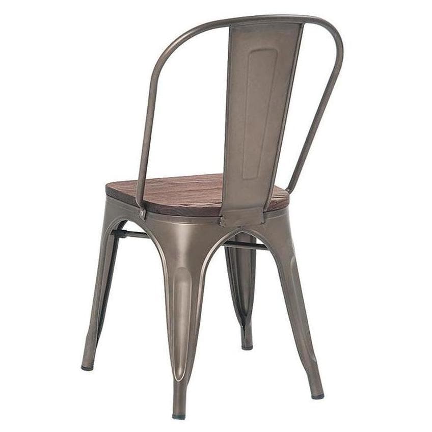 Chaise interior estilo STEELX con asiento de madera y estructura de acero acabado en gunmetal