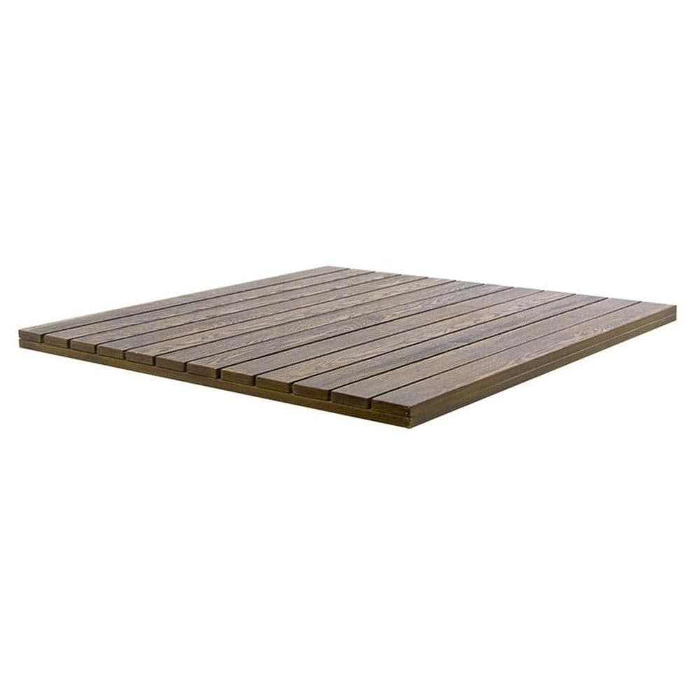 Mesa de exterior de aluminio con acabado de efecto madera