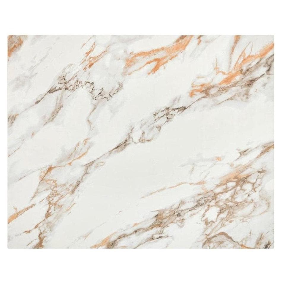 Tabletop made of white, gray, and gold sintered marble stone, 2.2 cm thick.