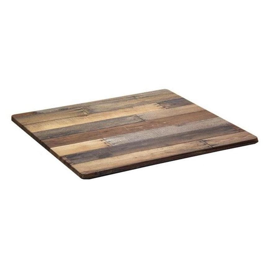 Plato de mesa exterior de compresión moldeada con acabado mixto de madera