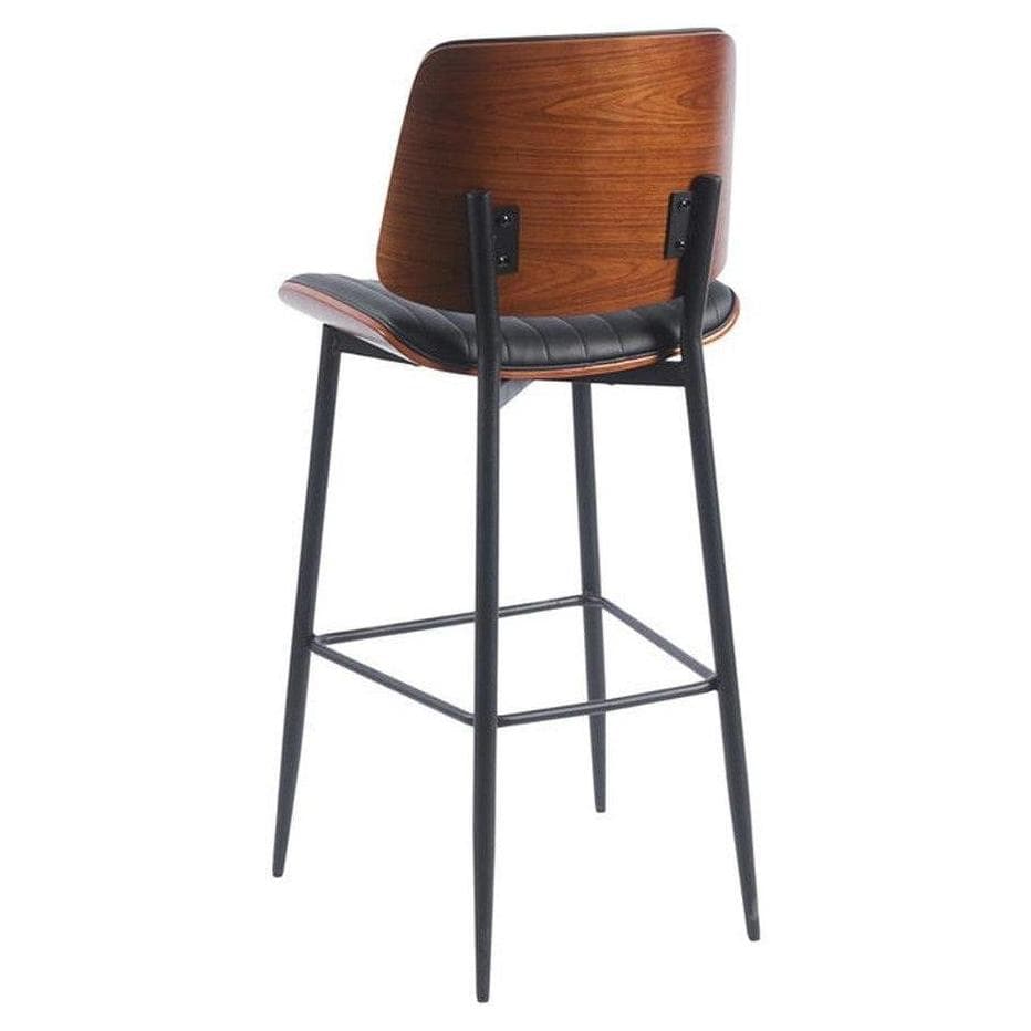 Taburete de bar de estilo mid-century para interior en metal con asiento y respaldo de vinilo.