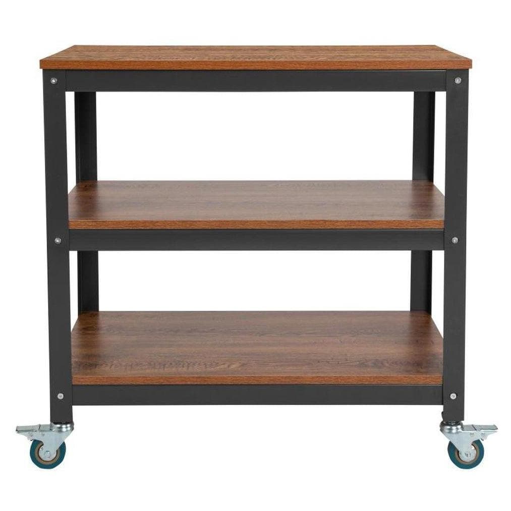 Desserte de rangement roulante AIRSTON largeur 76 cm avec roulettes métal, finition chêne brun