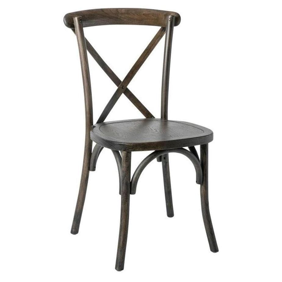 Chaise empilable en bois à dossier croisé