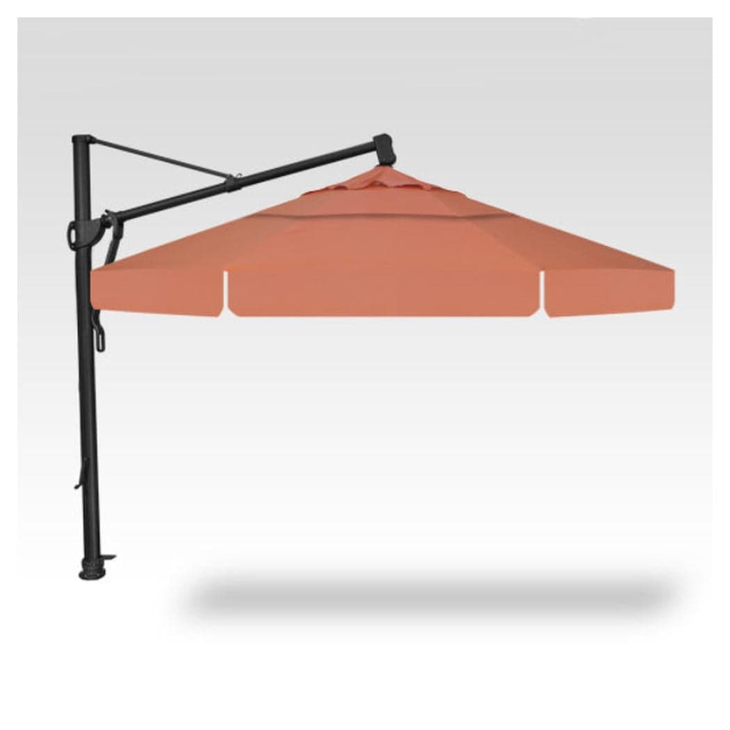Parasol déporté AKZ CARILO 3,35 m double aération avec lambrequin