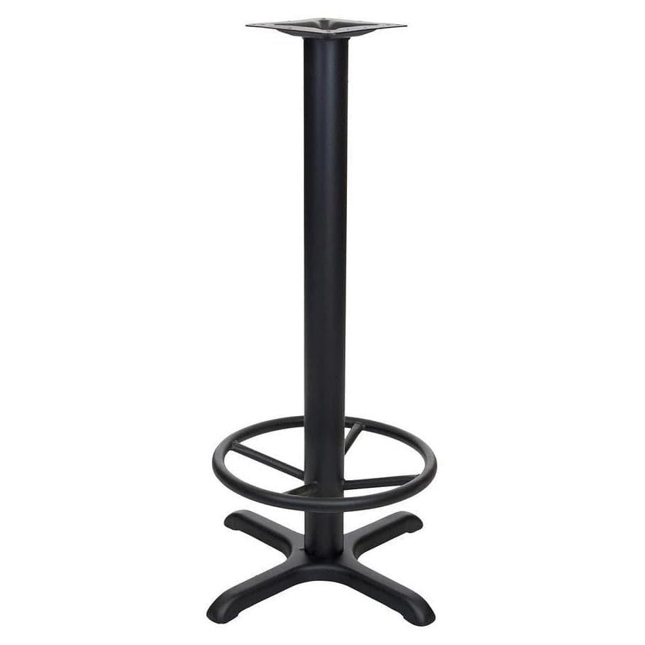 Base de mesa en X de acero estampado altura de barra con reposapiés