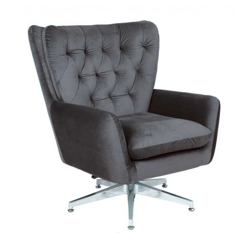 Fauteuil pivotant réglable Koge en velours (gris)