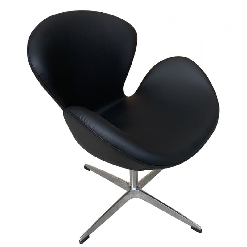 Fauteuil Herning en similicuir (noir)