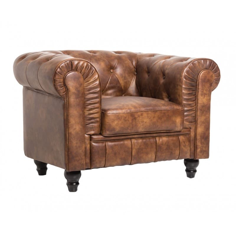 Fauteuil Field style en similicuir effet cuir vieilli