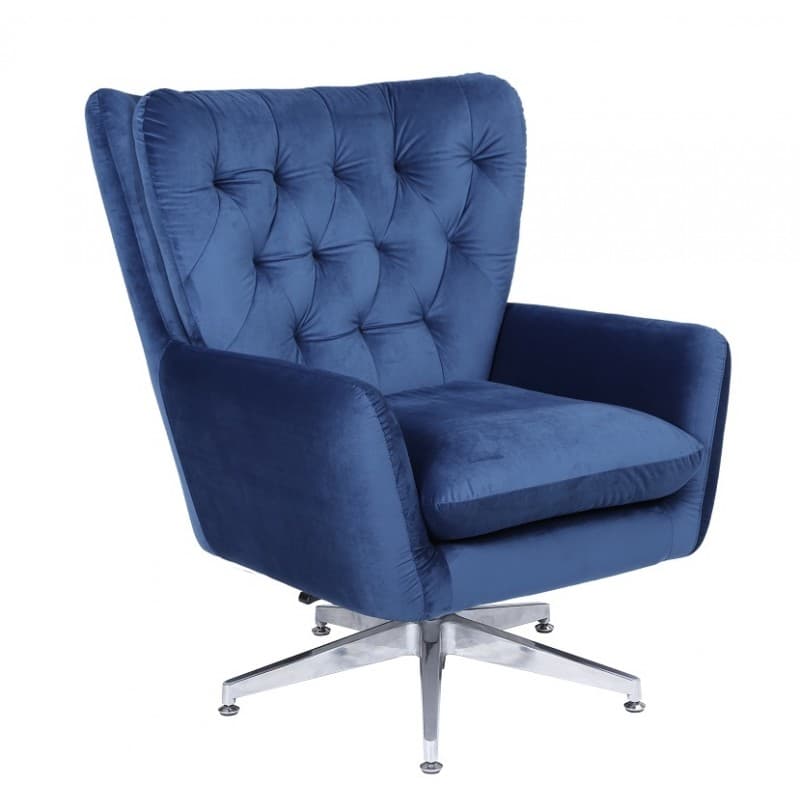 Fauteuil pivotant réglable Koge en velours (bleu)