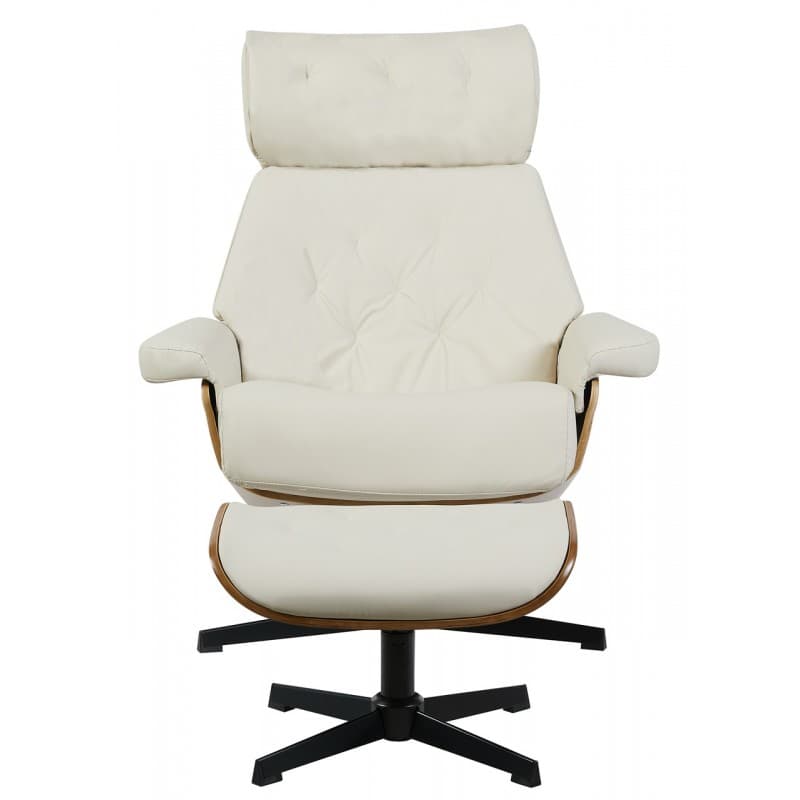 Fauteuil et repose-pieds Svendborg lounge en similicuir (beige)