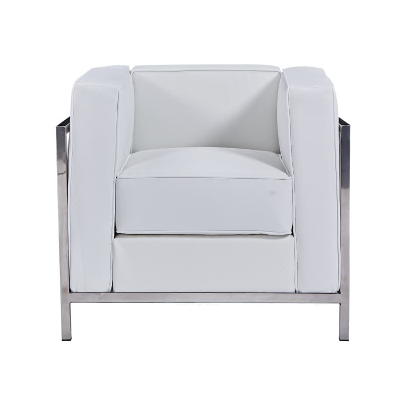 Fauteuil Odense en similicuir blanc (structure acier inoxydable)