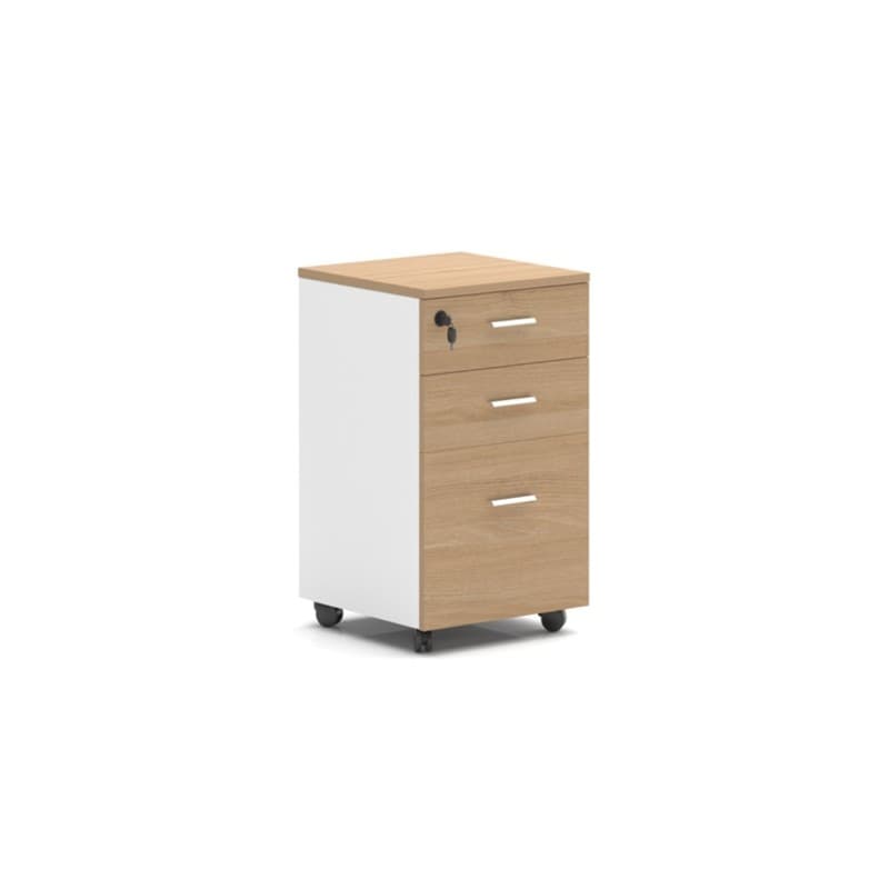 Caisson mobile Dagmar mobile 3 tiroirs (blanc et chêne)