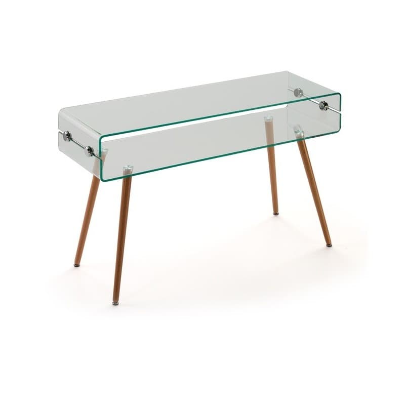 Console Cornelia-120TR 120 x 40 cm en bois et verre