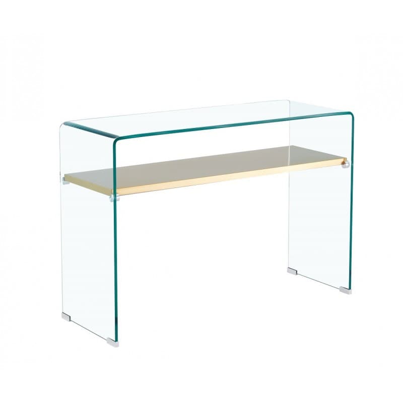 Table d'appoint LEAH avec étagère en verre L110 x P40 cm