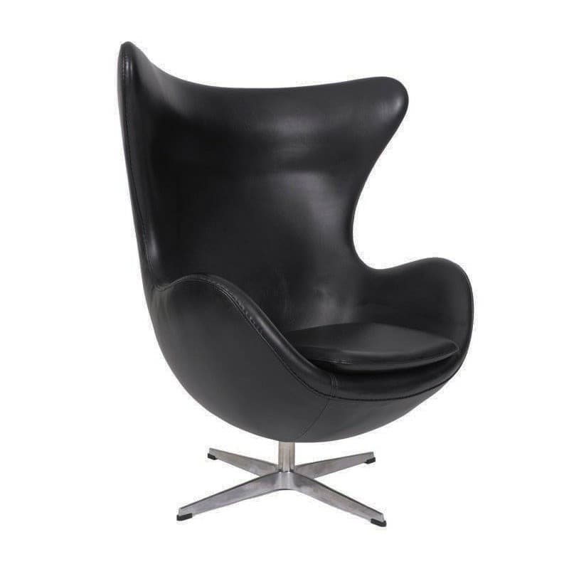 Fauteuil Egg - Oeuf en similicuir noir