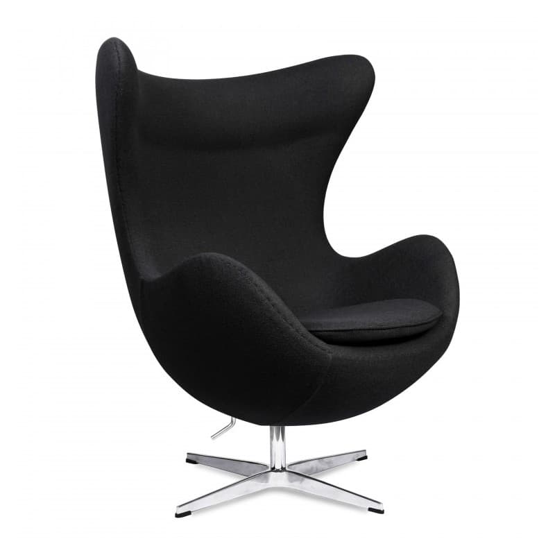 Fauteuil Egg - Oeuf coque en fibre de verre inclinable, revêtu de cachemire (noir)