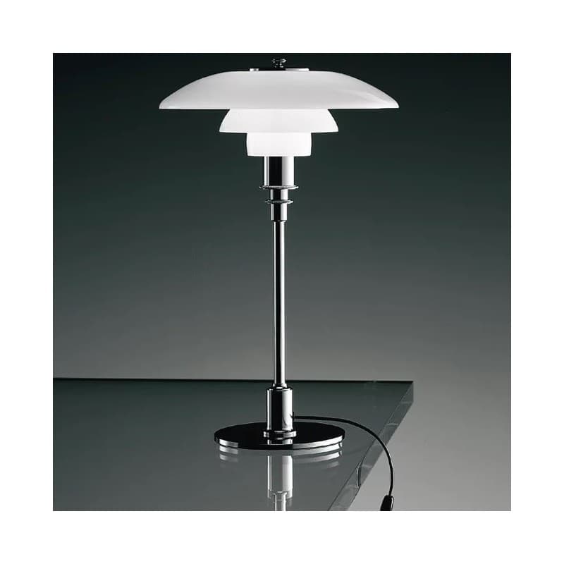 Lámpara de mesa GYULIA cromada (pantalla blanca)