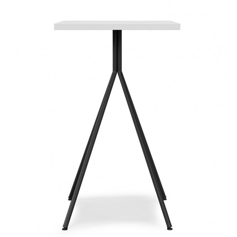 Mesa alta Roca, tablero de MDP blanco 60 x 60 cm, patas de metal negro (blanco y negro)