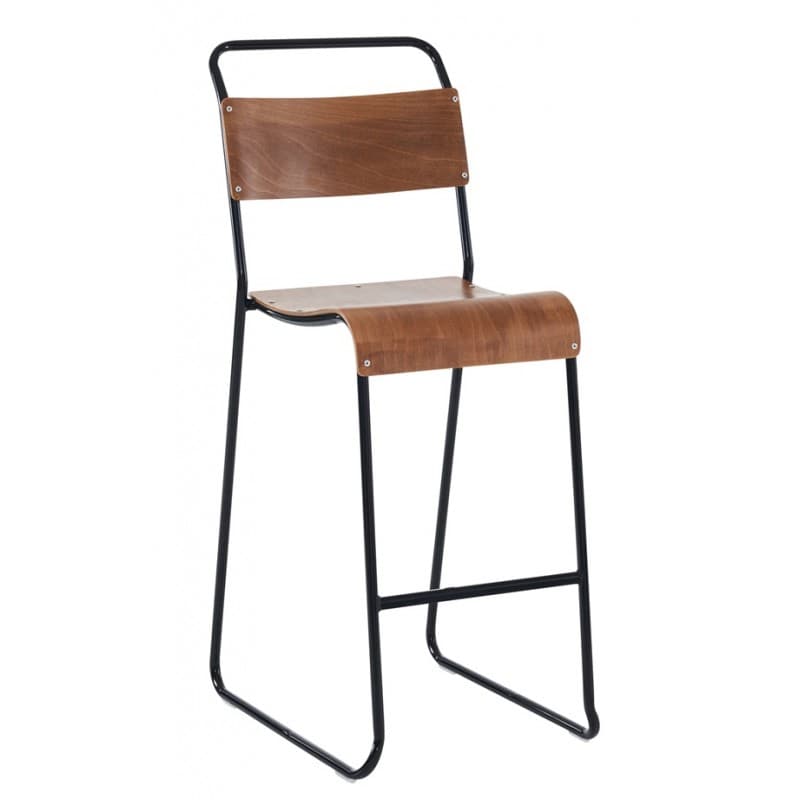 Tabouret de bar Lidney empilable en contreplaqué de bouleau (noir)