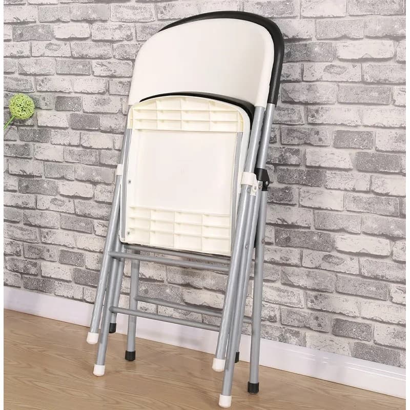 Alftanes Folding Chaise with Silver Metal Frame and White Polypropylene Seat