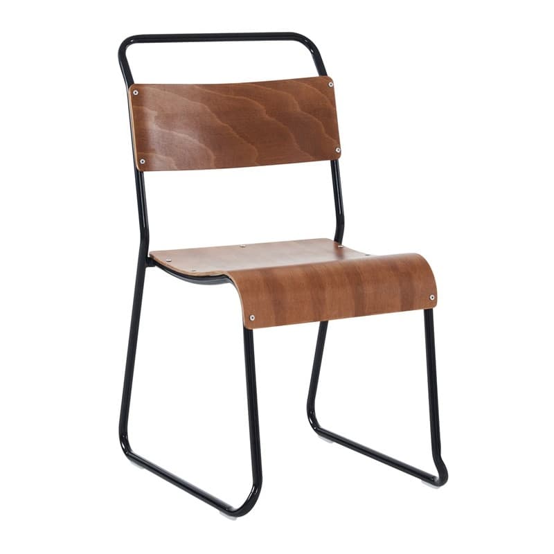 Chaise Lidney empilable en contreplaqué de bouleau (noir)