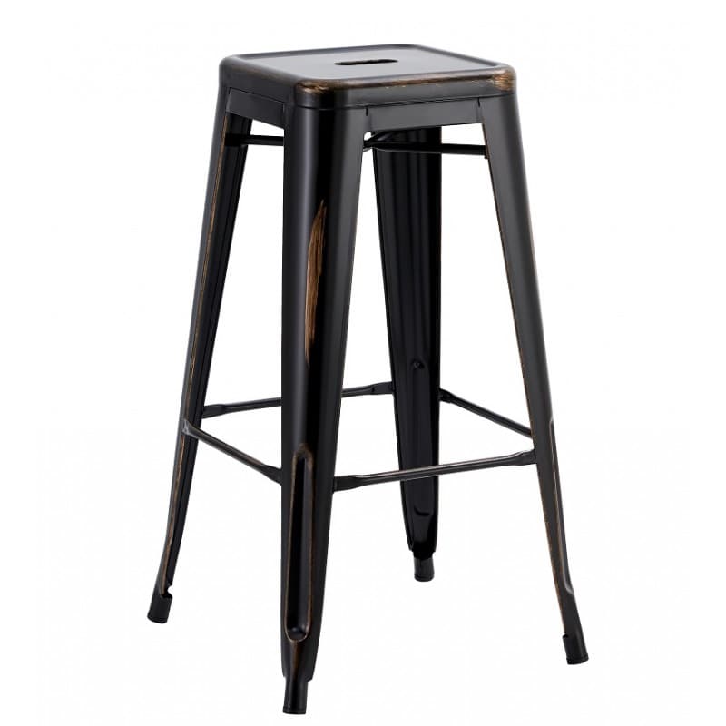 Tabouret de bar Bleex EK Vintage à structure en acier noir
