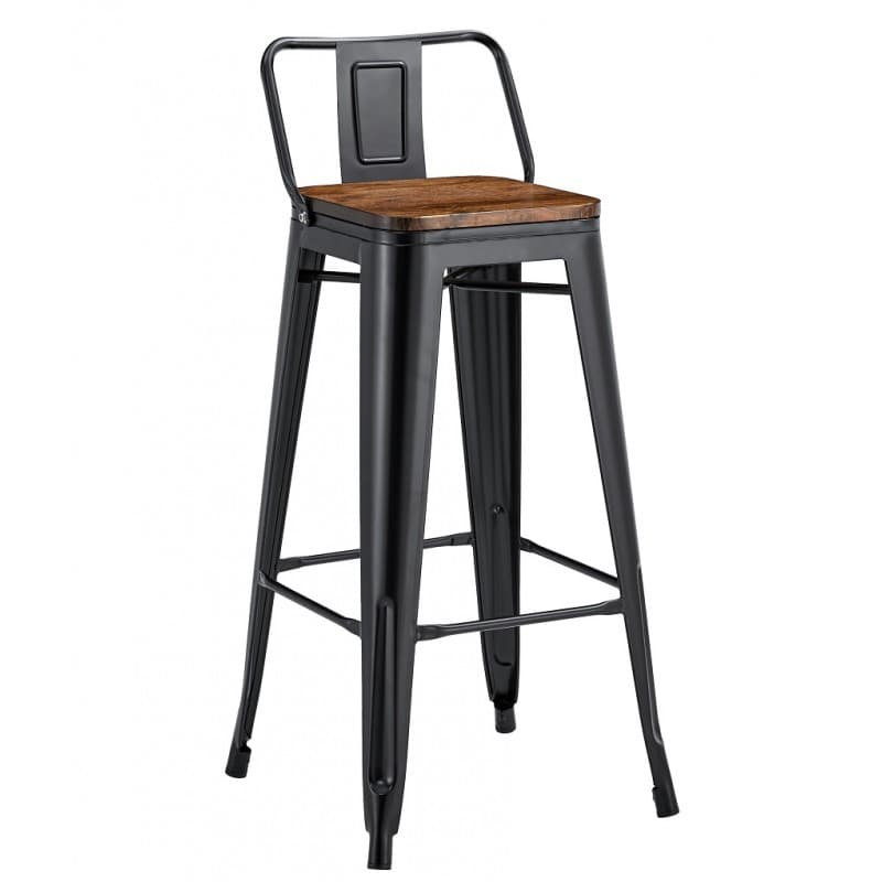 Tabouret de bar Bleex R1 EK Wood à assise en bois et structure en acier noir