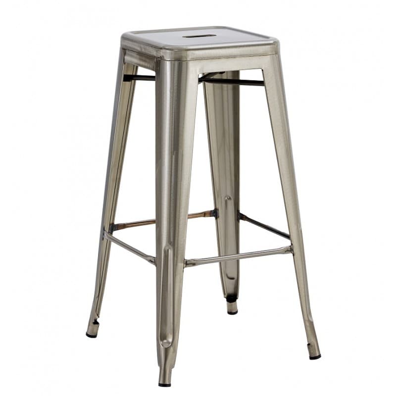 Tabouret de bar Bleex EK Brushed à structure en acier finition argent