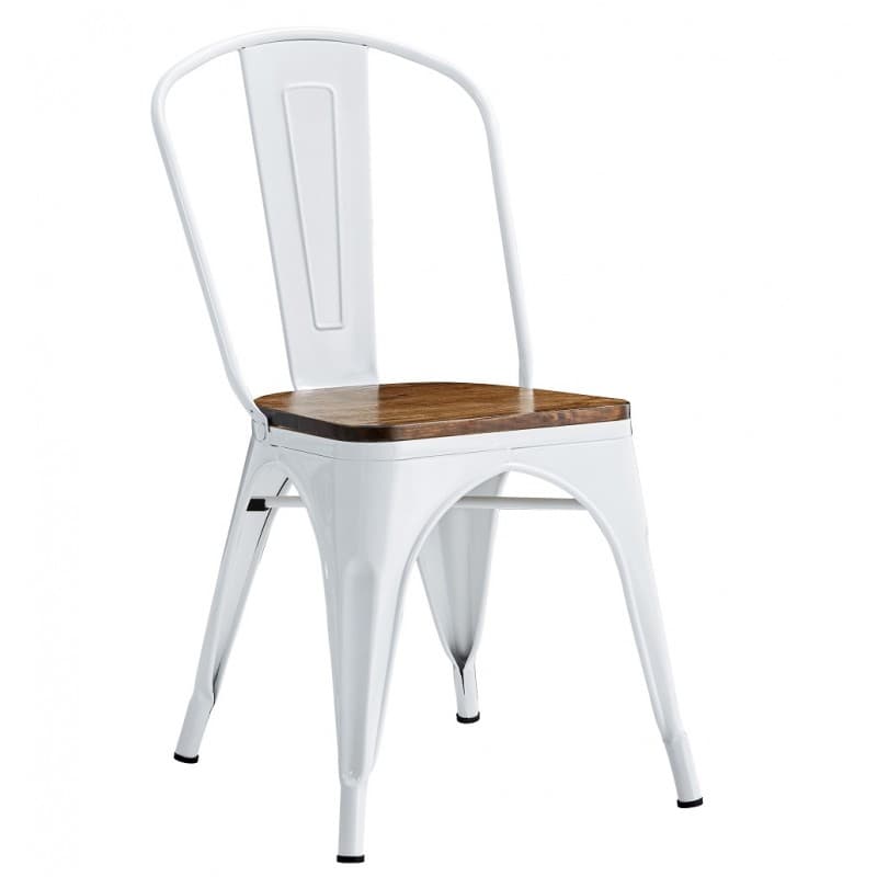 Chaise Bleex EK WOOD assise en bois, structure en acier laqué (blanc)