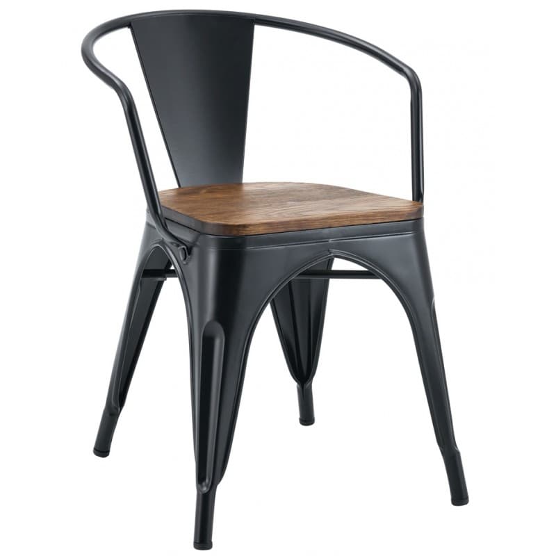 Fauteuil Bleex EK WOOD en métal avec assise en bois (noir)
