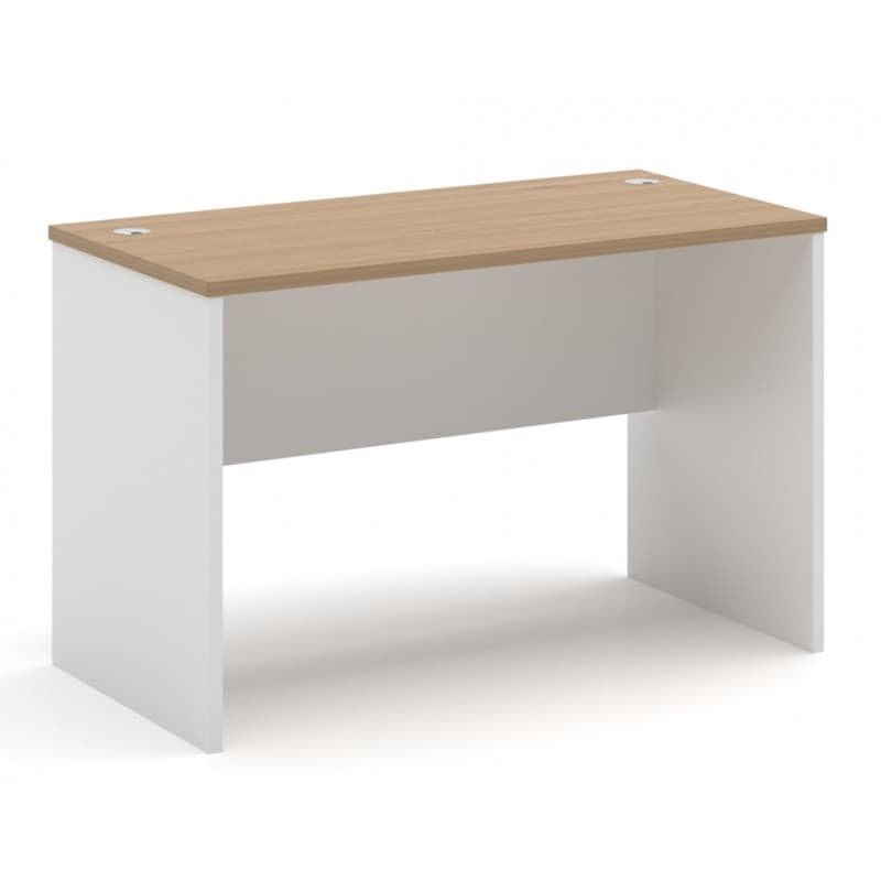 Bureau Thott à plateau bilaminé, dimensions 140 × 70 cm, finition blanc et chêne