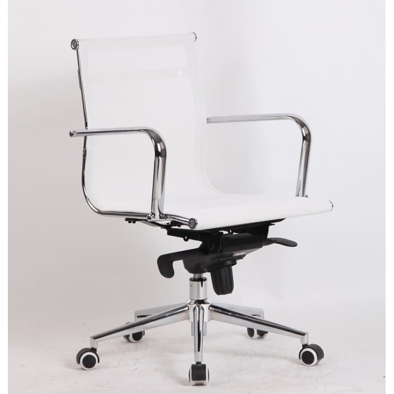 Chaise de bureau Noma pivotante à dossier en résille blanche