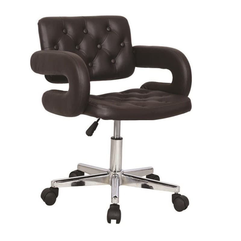 Fauteuil de bureau Dansk pivotant à piètement chromé, revêtement noir