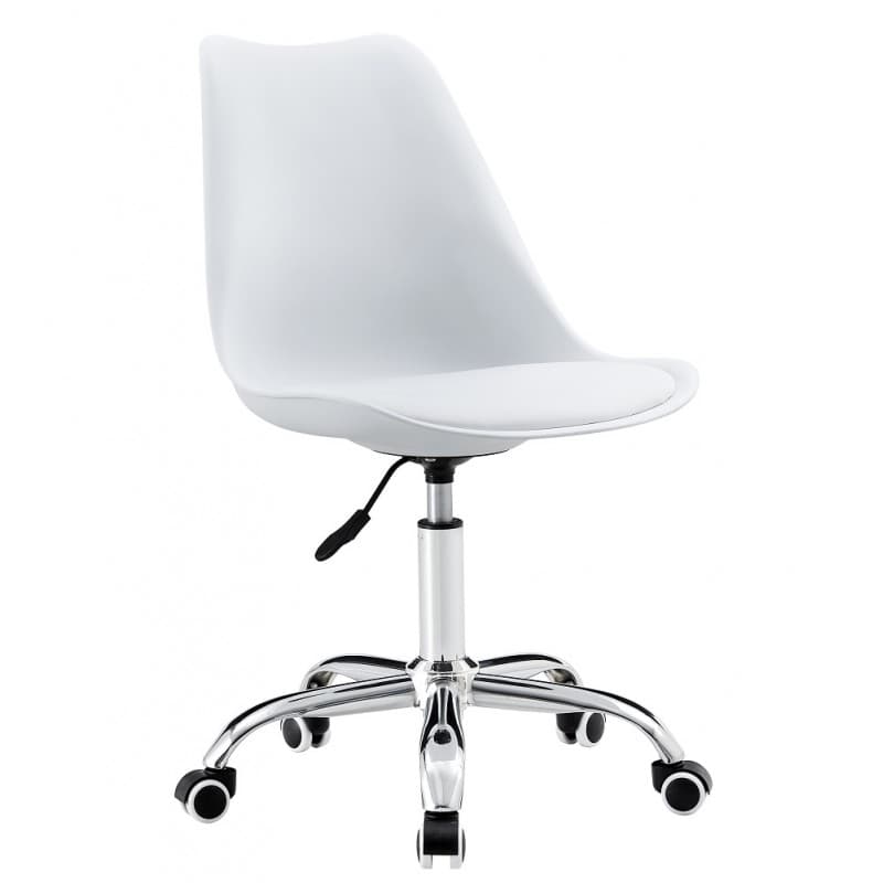 Chaise de bureau Mille GBL pivotante avec coussin, structure blanche et coussin blanc